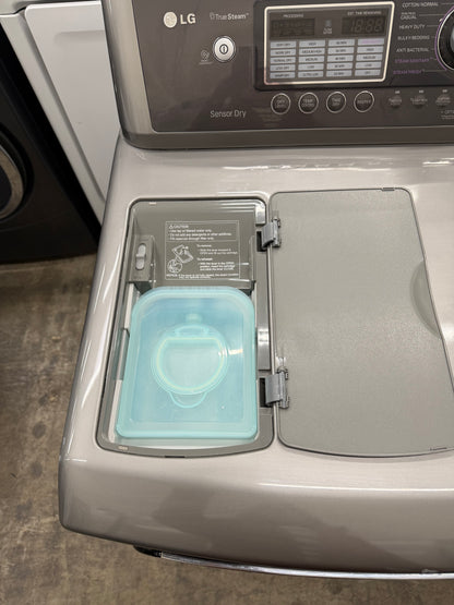 LG Top Load 5.5 Cu. Ft. Washer and 7.3 Cu. Ft. Electric Dryer Set in Black Stainless Steel