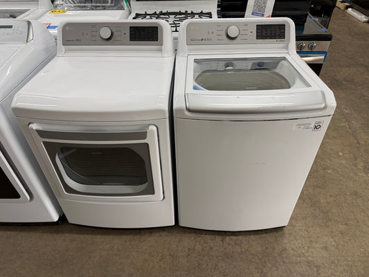 LG Top Load TurboWash 5.0 Cu. Ft. Washer and 7.3 Cu. Ft. EasyLoad Electric Dryer Set in White