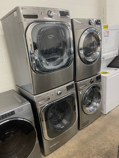 LG Mega Capacity Front Load Washer and Electric Dryer Set in Graphite Steel