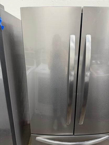 FRIGIDAIRE 31.5 in. 17.6 cu. ft. Counter Depth French Door Refrigerator, brushed steel Model # FRFG1723AV