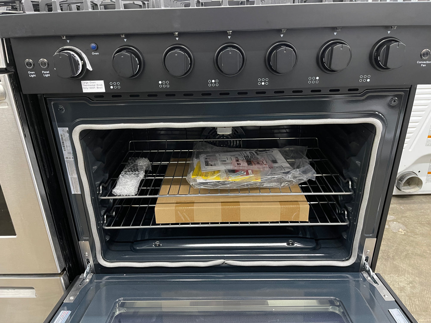 36 in. Haven Collection 6.0 cu. ft. Gas Range, 6 Burners, Convection Oven, Knob LEDs, Storage Drawer, Matte Black