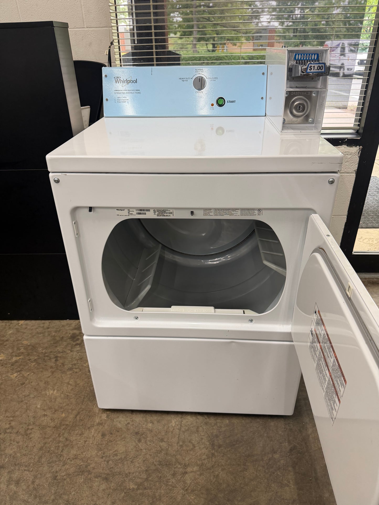 Whirlpool Commercial Laundry  CGM2745FQ
27 Inch Top Load Commercial Gas Dryer with 7.4 cu. ft. Capacity, Wide-Opening Side-Swing Door, 3 Dry Cycles, Top Lock, and Coin Kit Installed