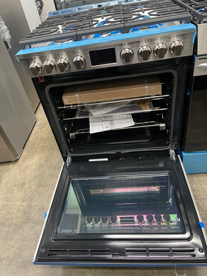 Frigidaire Professional Series  PCFG3080AF
30 Inch Slide-In Gas Range with 6 Sealed Burners, 6.0 cu. ft. Convection Oven, 18,000 BTU EvenTemp Burner, Griddle, Storage Drawer, No Preheat, Air Fry, ADA Compliant, and Star-K
