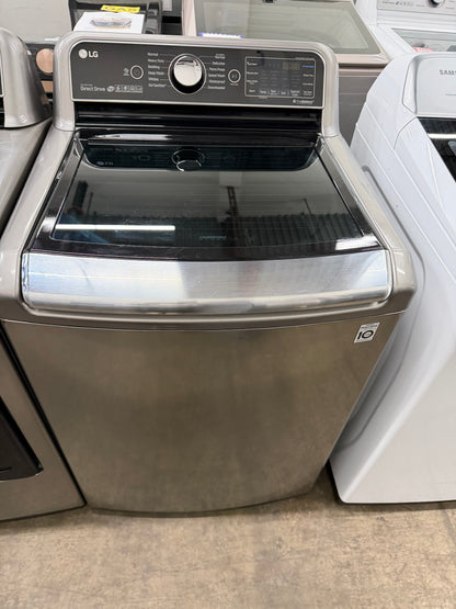 LG Top-Load 5.2-cu ft HE Washer (Black Stainless Steel) and 7.3-cu ft Turbo Steam Electric Dryer (Graphite Steel) Mismatch Set