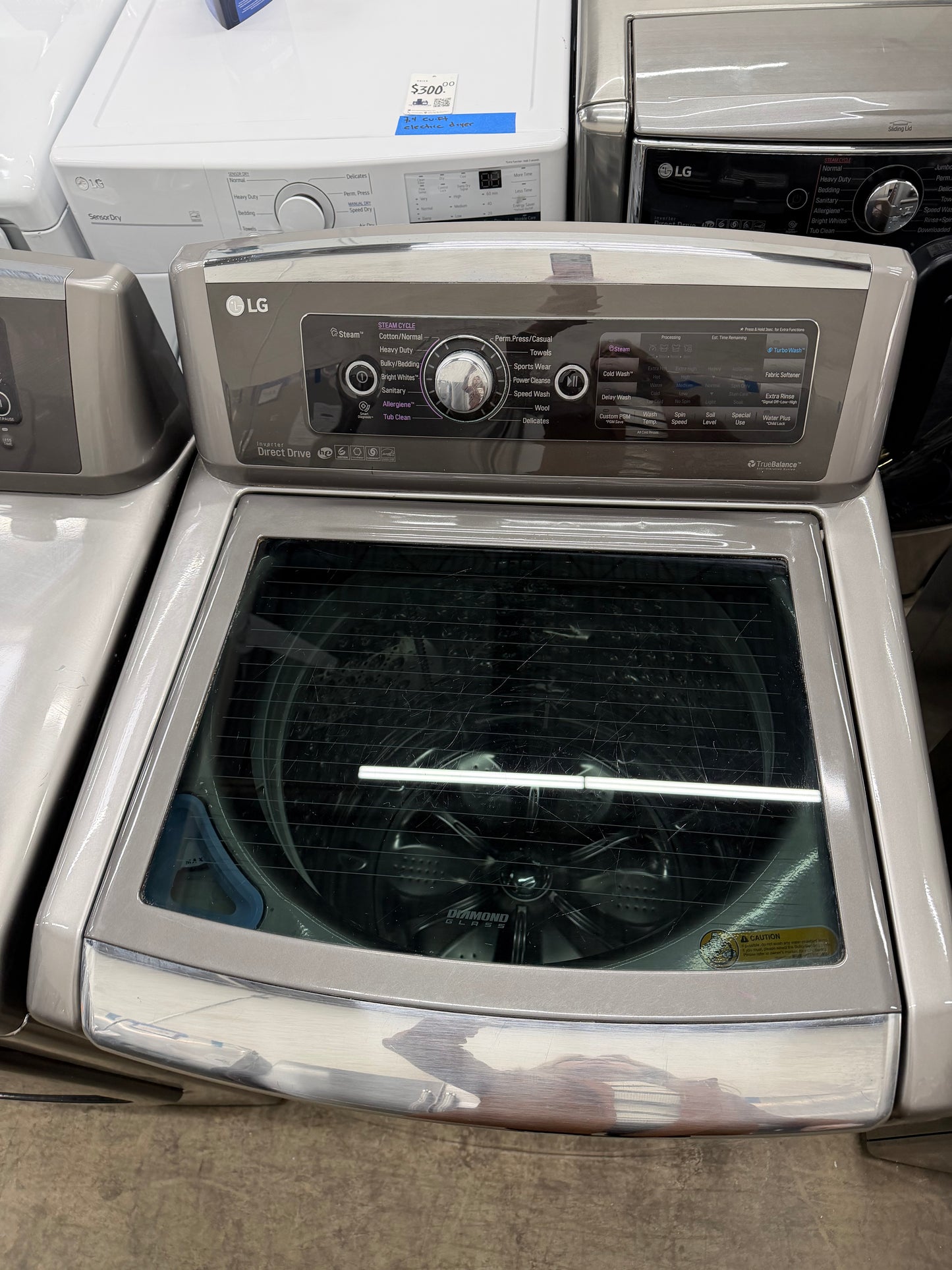 LG Top Load 5.5 Cu. Ft. Washer and 7.3 Cu. Ft. Electric Dryer Set in Black Stainless Steel