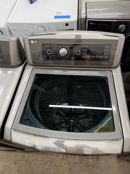 LG Top Load 5.5 Cu. Ft. Washer and 7.3 Cu. Ft. Electric Dryer Set in Black Stainless Steel