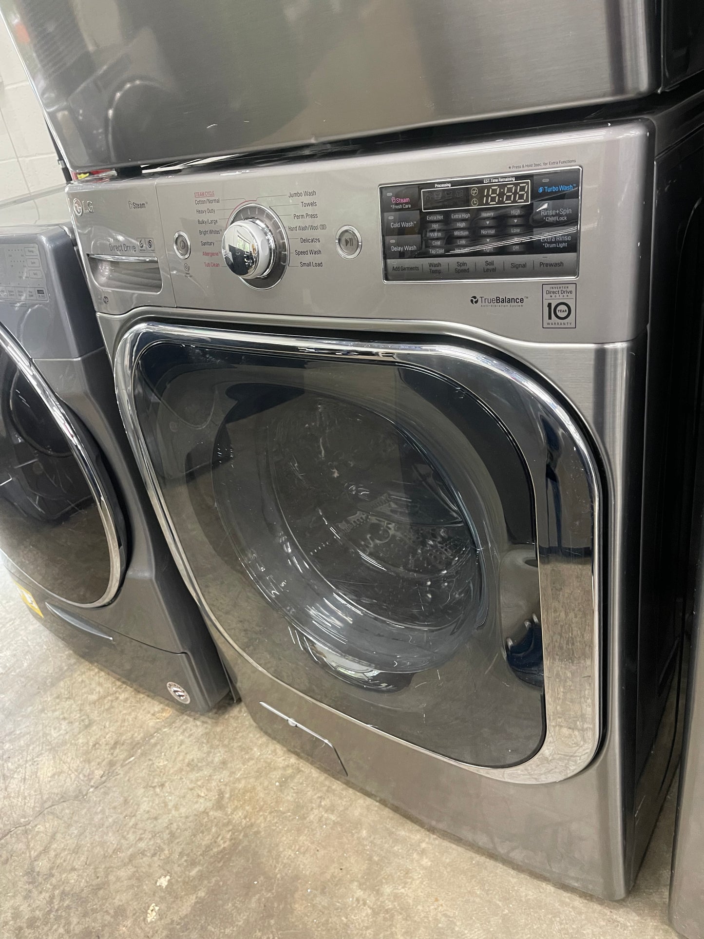 LG Mega Capacity Front Load Washer and Electric Dryer Set in Graphite Steel