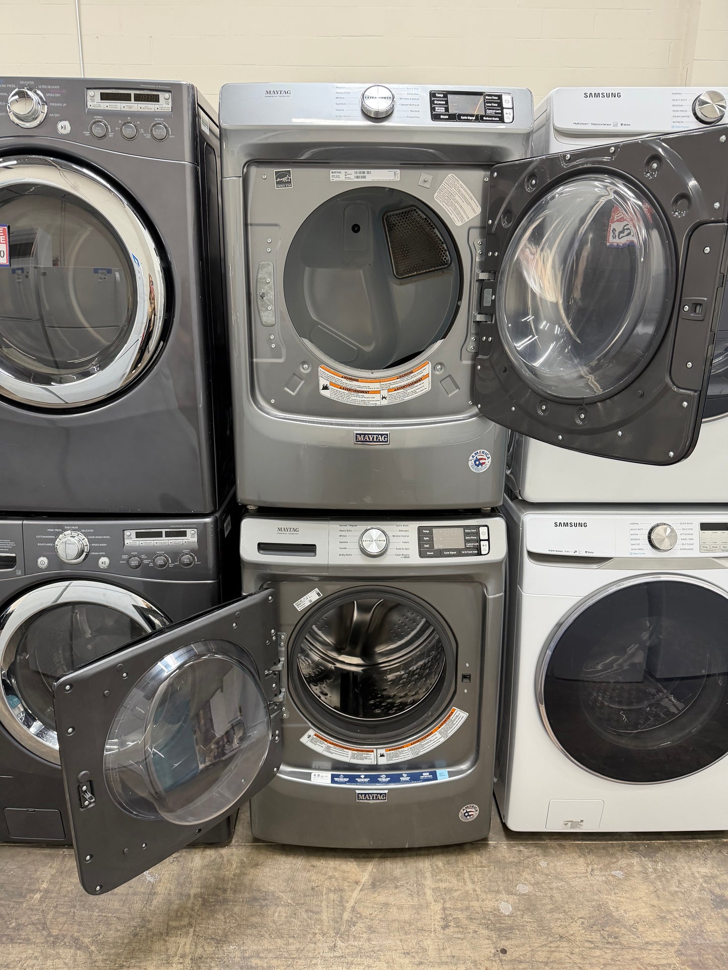 Maytag  MHW6630HC
27 Inch Front Load Washer with 4.8 cu. ft and Maytag  MED6630HC
27 Inch Electric Dryer with 7.3 Cu. Ft.