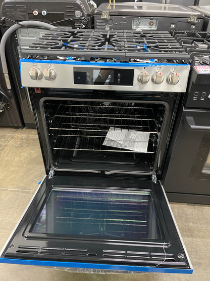 Frigidaire Gallery Series  GCFG3060BF
30 Inch Freestanding Gas Range with 5 Sealed Burners, 6.0 cu.ft. Oven Capacity, Air Fry, Total Convection, No Preheat, Touch Screen Controls, Temperature Probe, Steam Bake, Backlit LED Knobs, Sabbath Mode, and ADA Com