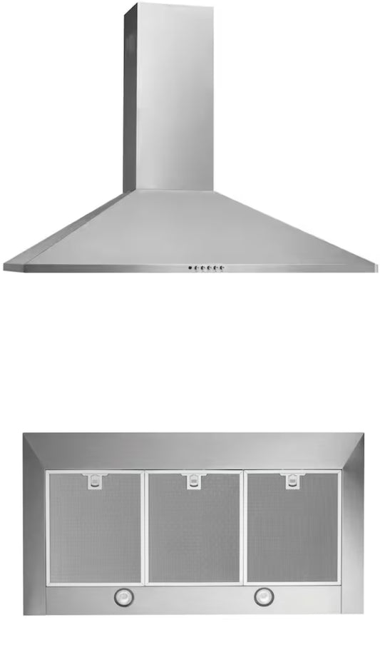 Frigidaire 36 in. 400 CFM Convertible Wall Mount Chimney Range Hood in Stainless Steel with Aluminum Filter-Model # FHWC3655LS