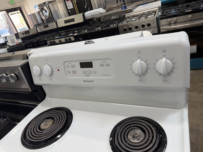 Hotpoint  RBS360DMWW
30 Inch Freestanding Electric Range with 5.0 Cu. Ft. Oven Capacity, Storage Drawer, Cooktop Indicator Light, Sensi-Temp, and Porcelain Cooktop: White