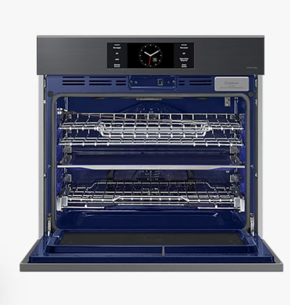 Samsung  NV51CG700SMT
30 Inch Single Smart Electric Wall Oven with 5.1 Cu. Ft. Capacity, AI Pro Cooking Camera, Handle-Free Door Design, Flex Duo , Air Fry, Dual Convection, Temperature Probe, 7-Inch LCD Display, Steam Cook, Self-Clean and Sabbath Mode: