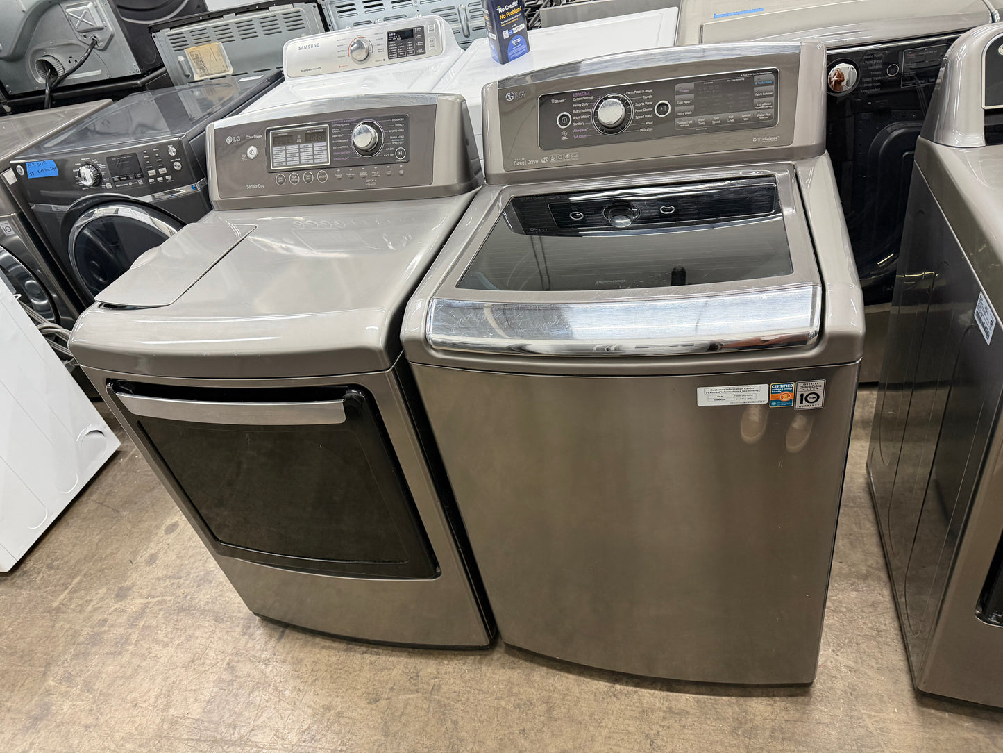 LG Top Load 5.5 Cu. Ft. Washer and 7.3 Cu. Ft. Electric Dryer Set in Black Stainless Steel