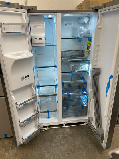 Frigidaire  PRSC2222AF
36 Inch Counter Depth Side by Side Refrigerator with 22.3 Cu. Ft. Capacity, EvenTemp Cooling, CrispSeal Plus Crisper, Door Alarm, Ice Maker, External Water Dispenser, PureAir Air Filter, Sabbath Mode, ADA Compliant, and Energy Sta