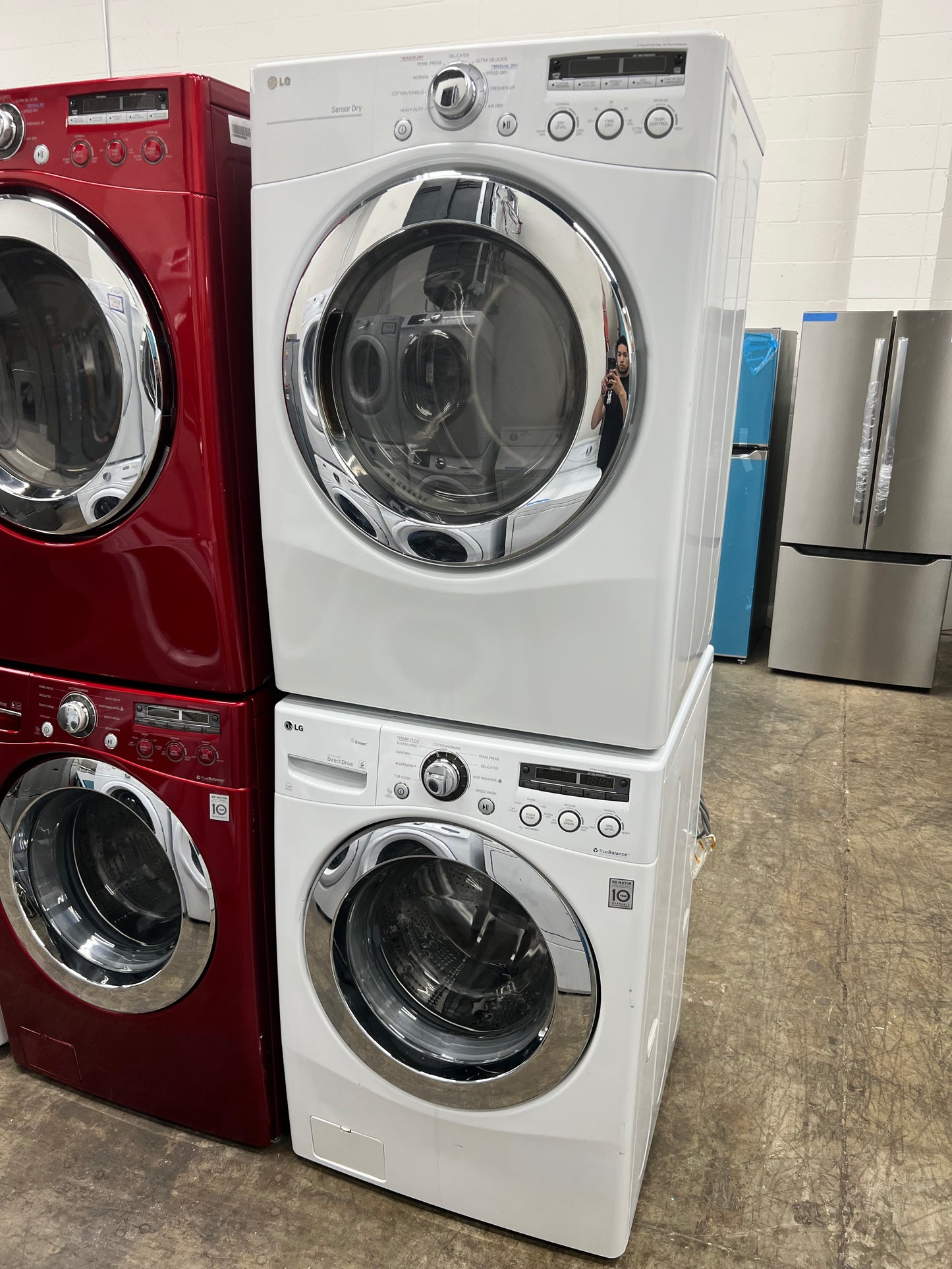 LG Front-Load High-Efficiency Stackable 3.6 Cu. Ft. Washer and 7.3 Cu. Ft. Electric Dryer Set in White