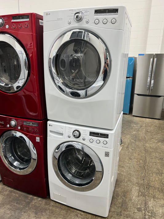 LG Front-Load High-Efficiency Stackable 3.6 Cu. Ft. Washer and 7.3 Cu. Ft. Electric Dryer Set in White