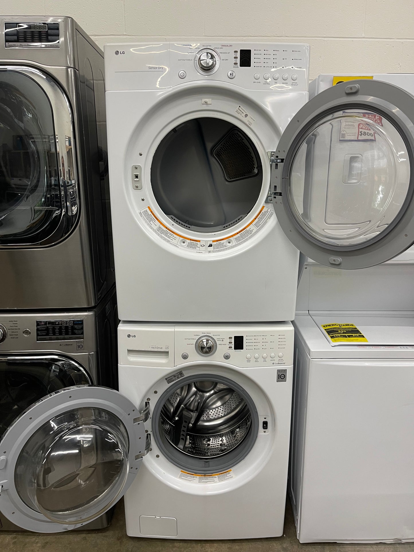 LG  WM2101HW
27 Inch Front-Load Washer with 4.0 cu. ft. And LG  DLE2101W
27 Inch Electric Dryer with 7.3 cu. ft.