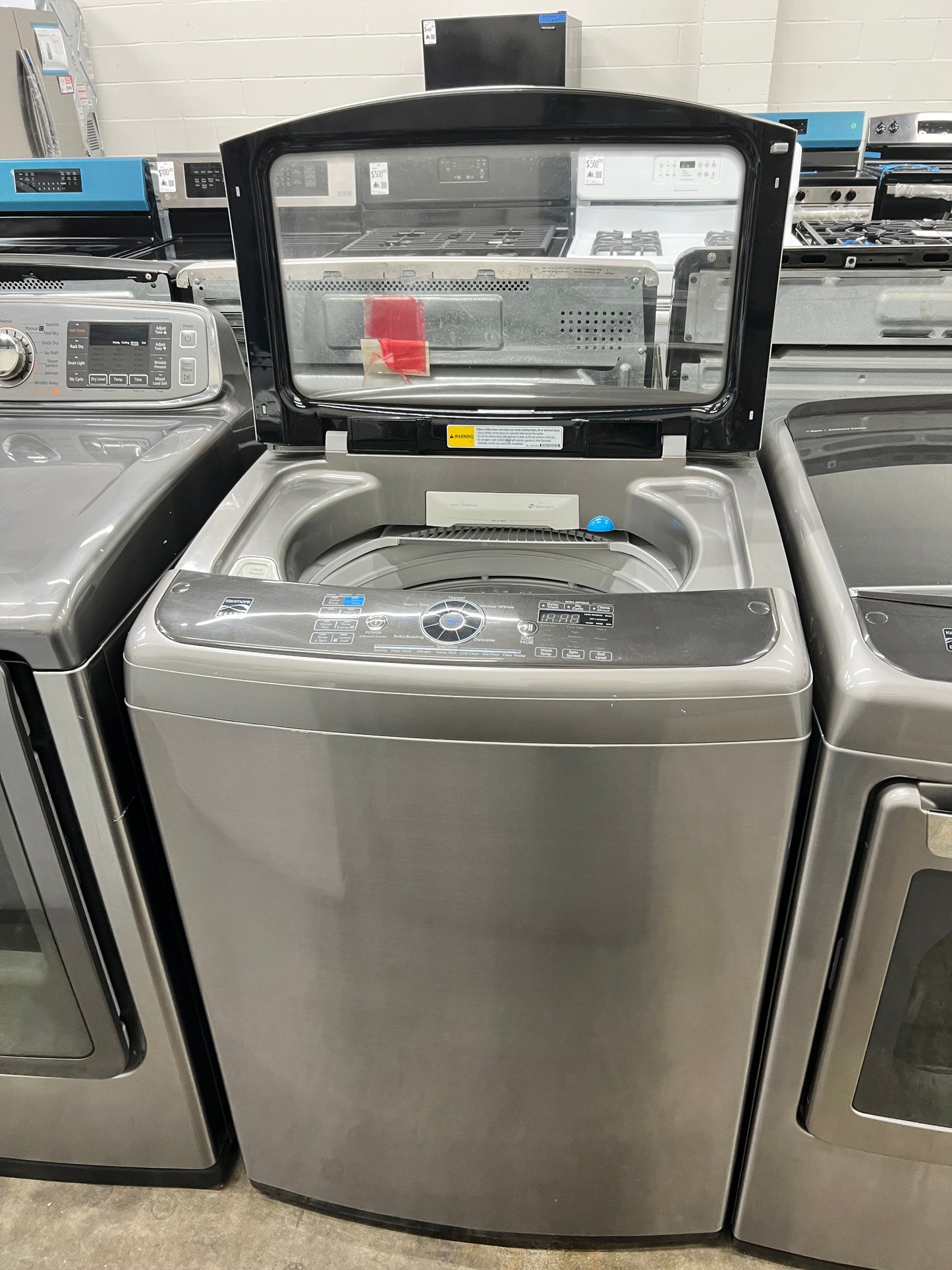 Kenmore Elite Top-Load 5.2 Cu. Ft. Washer and 7.3 Cu. Ft. Electric Dryer Set in Metallic Silver