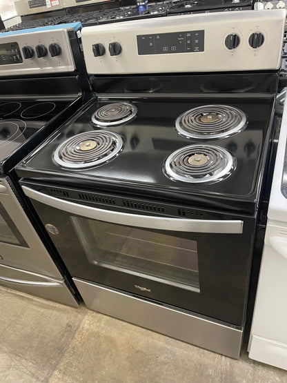 Whirlpool 30-in 4 burners 4.8-cu ft Freestanding Electric Range ( Stainless Steel )
Model #WFC150M0JS