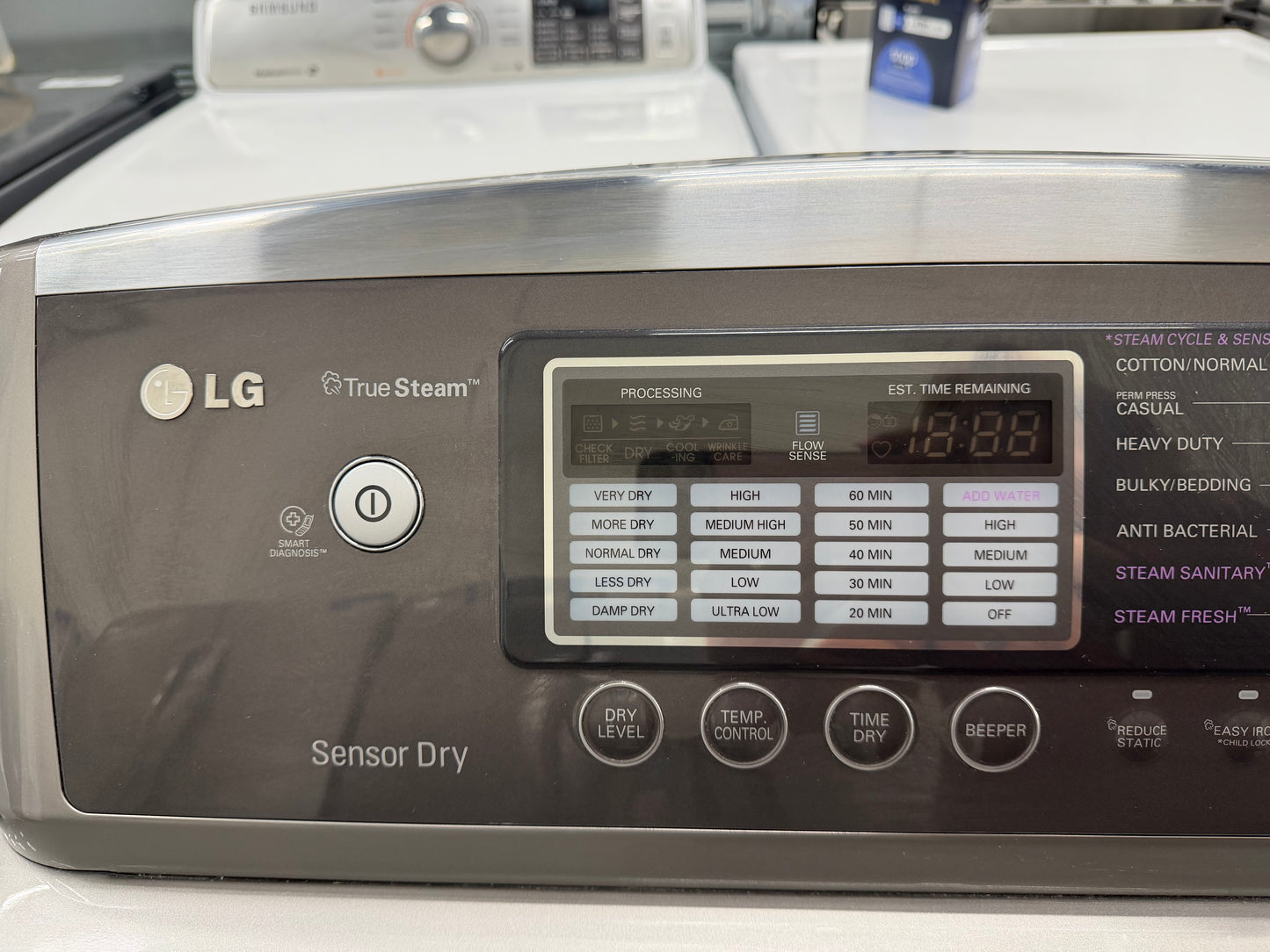 LG Top Load 5.5 Cu. Ft. Washer and 7.3 Cu. Ft. Electric Dryer Set in Black Stainless Steel