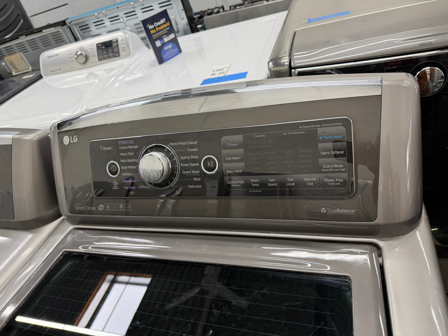 LG Top Load 5.5 Cu. Ft. Washer and 7.3 Cu. Ft. Electric Dryer Set in Black Stainless Steel