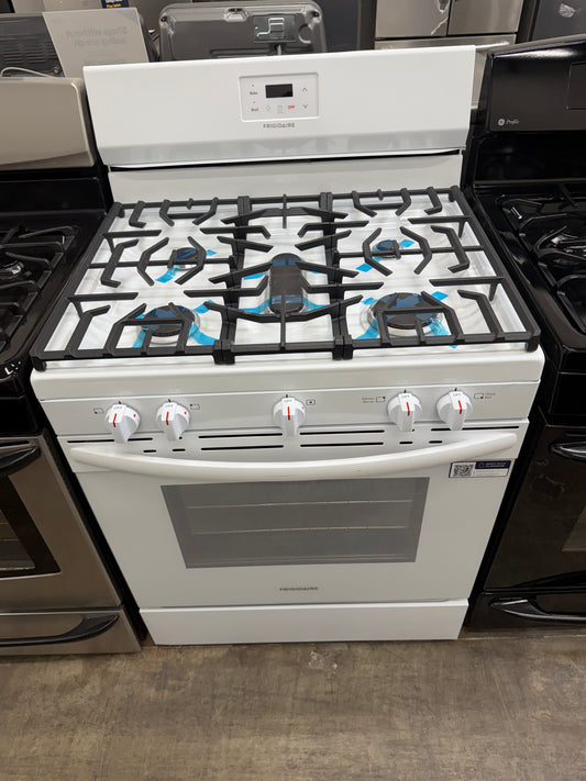 Frigidaire 30-in 5 Burners 5.1-cu ft Freestanding Gas Range in Stainless Steel-Model # FCRG3052BW
