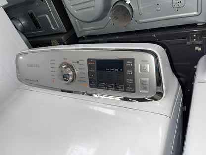 Samsung  DV50F9A6EVW
27 Inch Electric Dryer with 7.4 cu. ft. Capacity, 13 Drying Cycles, Dryer Rack, Smart Care, LED Controls, Stainless Steel Drum, Reversible Door, Wrinkle Away and Steam