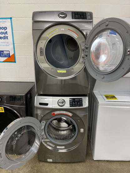 Samsung Front Load High Efficiency 4.2 Cu. Ft. Washer and 7.5 Cu Ft Electric Dryer Set in Platinum