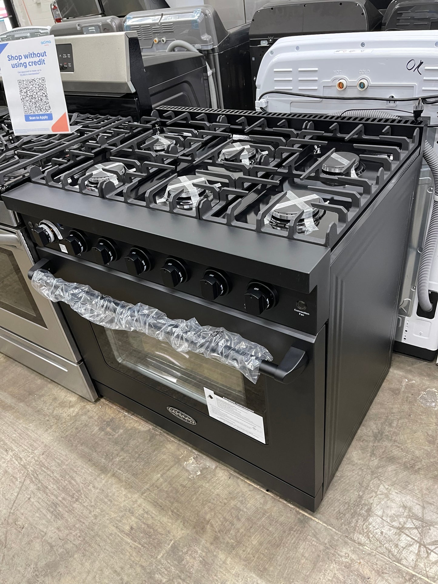 36 in. Haven Collection 6.0 cu. ft. Gas Range, 6 Burners, Convection Oven, Knob LEDs, Storage Drawer, Matte Black