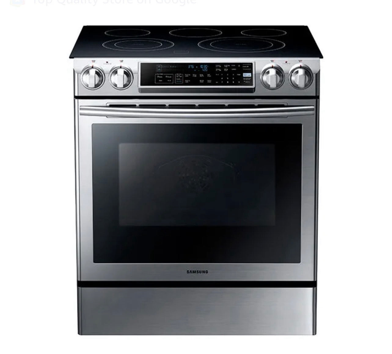 Samsung  NE58F9500SS
30 Inch Slide-In Electric Range with 5 Radiant Elements, 5.8 cu. ft. Oven Capacity, Dual Convection Cooking, Self Clean with Steam and Temperature Probe