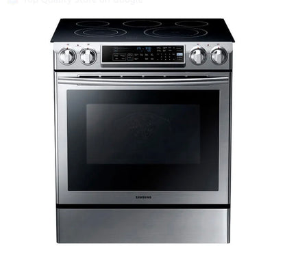 Samsung  NE58F9500SS
30 Inch Slide-In Electric Range with 5 Radiant Elements, 5.8 cu. ft. Oven Capacity, Dual Convection Cooking, Self Clean with Steam and Temperature Probe