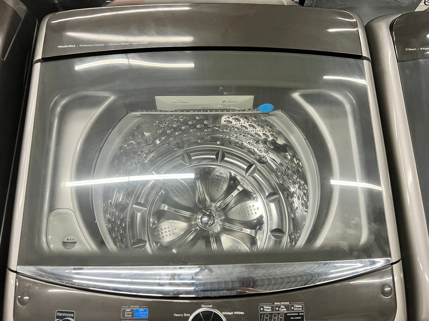 Kenmore Elite Top-Load 5.2 Cu. Ft. Washer and 7.3 Cu. Ft. Electric Dryer Set in Metallic Silver