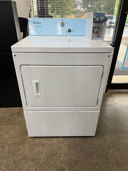 Whirlpool Commercial Laundry  CGM2745FQ
27 Inch Top Load Commercial Gas Dryer with 7.4 cu. ft. Capacity, Wide-Opening Side-Swing Door, 3 Dry Cycles, Top Lock, and Coin Kit Installed