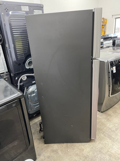 GE  GTS18HYNRFS
28 Inch Top Freezer Refrigerator with 17.5 Cu. Ft. Capacity, Edge-To-Edge Glass Shelves, Sliding Deli Drawer, Gallon Door Bin, Dairy Compartment, LED Lighting, Upfront Temperature Controls, Sabbath Mode, Frost Free, and Icemaker-Ready