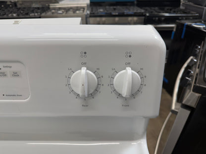 Hotpoint  RBS360DMWW
30 Inch Freestanding Electric Range with 5.0 Cu. Ft. Oven Capacity, Storage Drawer, Cooktop Indicator Light, Sensi-Temp, and Porcelain Cooktop: White