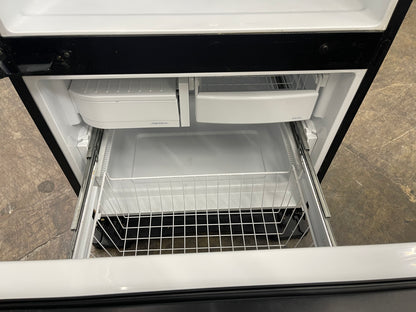 GE  GDSC0KCXBB
20.2 cu. ft. Bottom-Freezer Refrigerator with 4 Glass Shelves, Gallon Door Storage, Snack Drawer and Illuminated Upfront Temperature Controls: Black