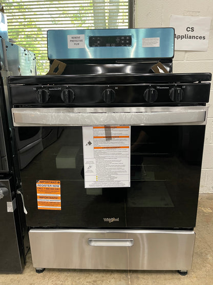 Whirlpool  WFG505M0MS
30 Inch Freestanding Gas Range with 5 Sealed Burners, 5.1 cu. ft. Capacity, SpeedHeat Burners, Frozen Bake™, Keep Warm, Broiler Drawer, and Star-K: Stainless Steel