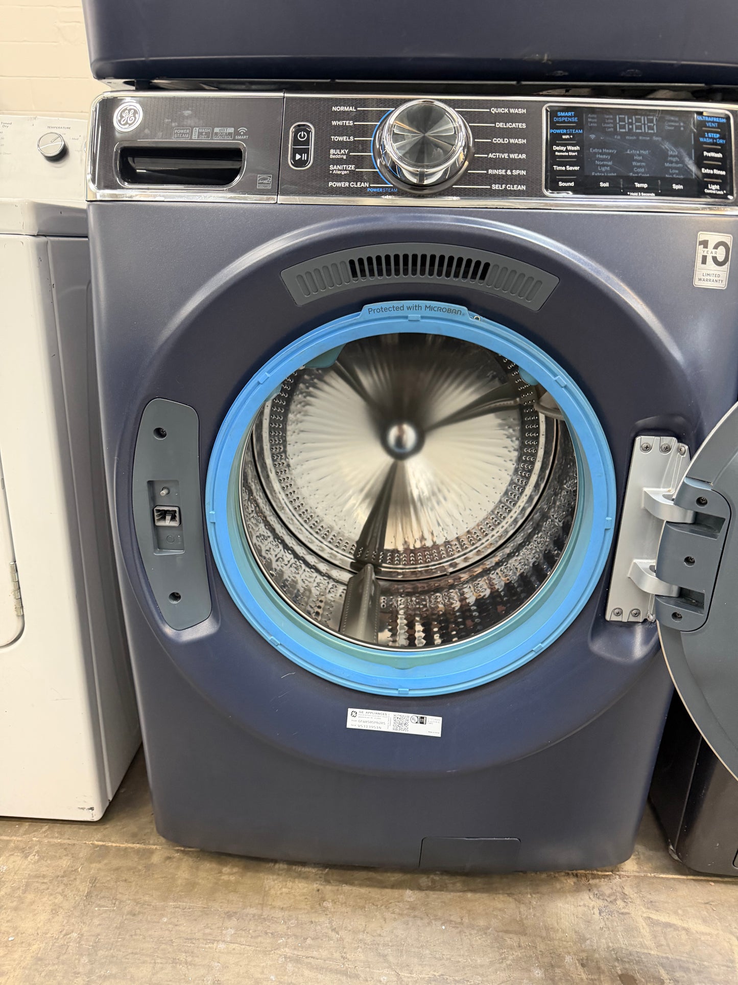 GE  GFW850SPNRS
28 Inch Front Load Smart Washer with 5.0 cu. ft. And GE  PFD87ESPVRS
28 Inch Smart Front Load Electric Dryer with 7.8 cu ft