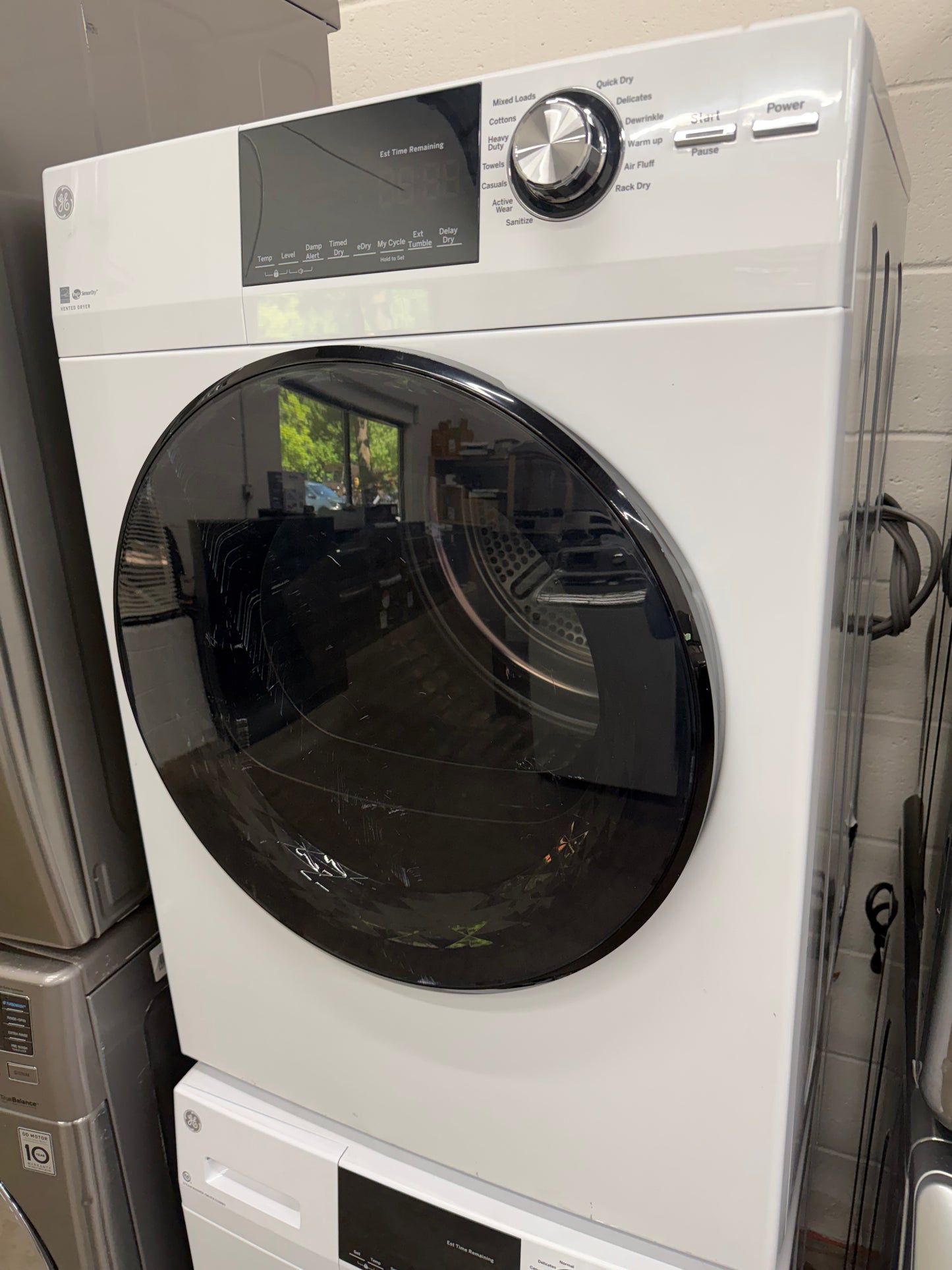 GE  GFQ14ESSNWW
24 Inch Front Load Electric Washer/Dryer Combo with 2.4 cu. ft and GE  GFD14ESSNWW
24 Inch Electric Dryer with 4.3 Cu. Ft.