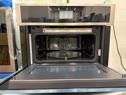 Frigidaire  GCWS2767AF
27 Inch Single Electric Wall Oven with Air Fry, 3.8 Cu.Ft. Capacity, Total Convection, Self Clean, Touch Screen Control Panel, No Pre Heat, Steam Bake, Temperature Probe, Glide Rack, Air Sous Vide, Control Lock, Sabbath Mode