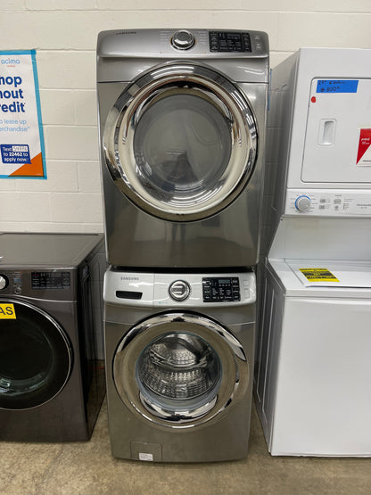 Samsung Front Load High Efficiency 4.2 Cu. Ft. Washer and 7.5 Cu Ft Electric Dryer Set in Platinum