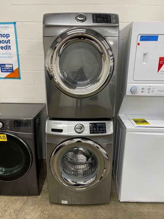 Samsung Front Load High Efficiency 4.2 Cu. Ft. Washer and 7.5 Cu Ft Electric Dryer Set in Platinum