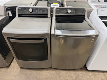 LG Top-Load 5.2-cu ft HE Washer (Black Stainless Steel) and 7.3-cu ft Turbo Steam Electric Dryer (Graphite Steel) Mismatch Set