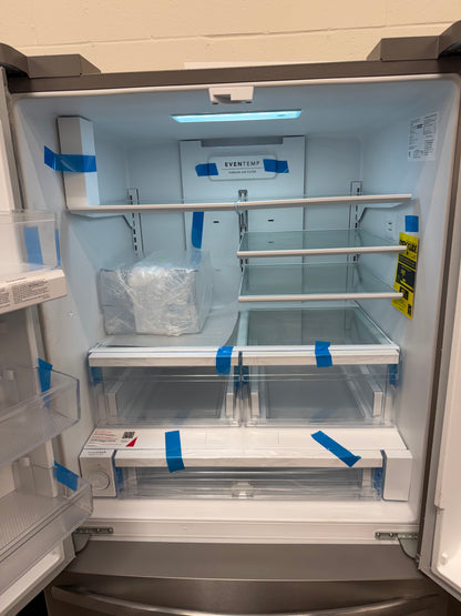 Frigidaire  FRFN2813AF
36 Inch Freestanding French Door Refrigerator with 28.8 cu. ft. Capacity, 3 Glass Shelves, Full-Width Drawer, Gallon Door Bins, EvenTemp Cooling, Internal Water Dispenser, and ENERGY STAR