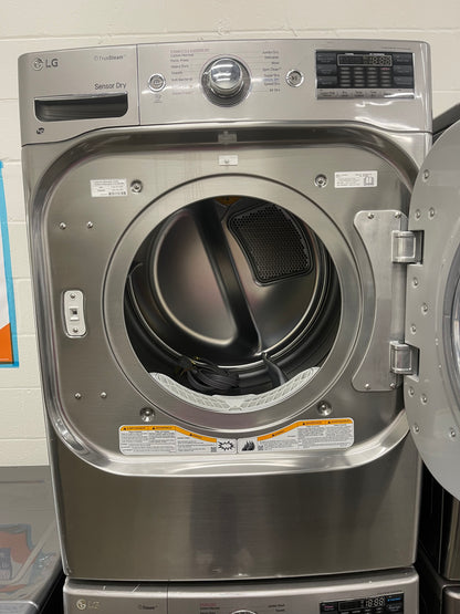 LG Mega Capacity Front Load Washer and Electric Dryer Set in Graphite Steel