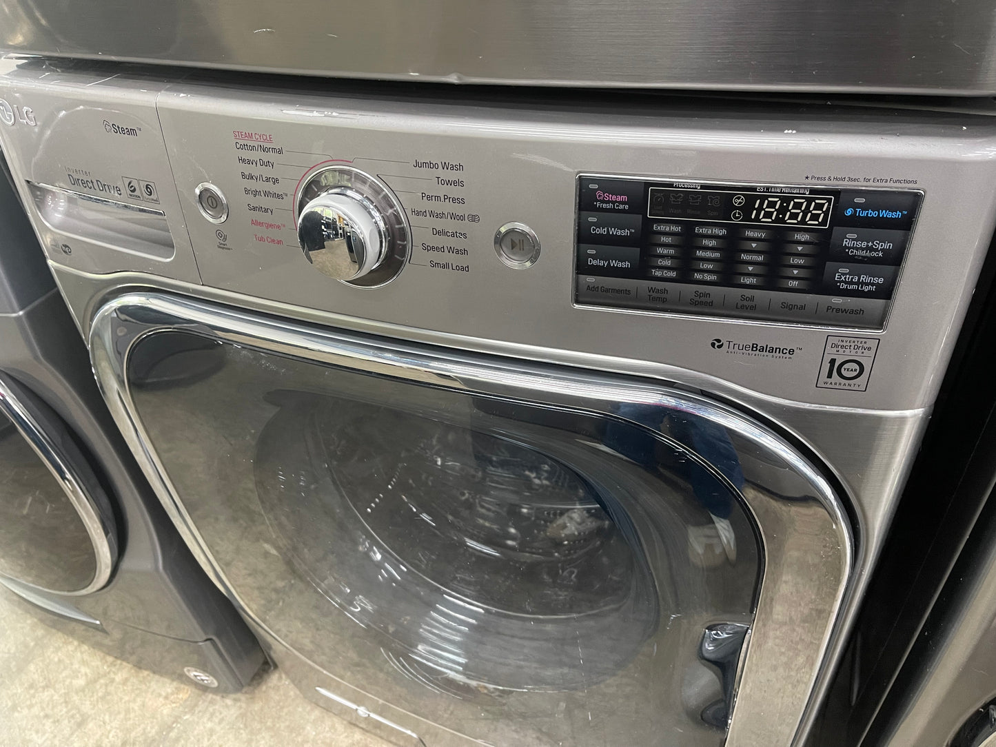 LG Mega Capacity Front Load Washer and Electric Dryer Set in Graphite Steel