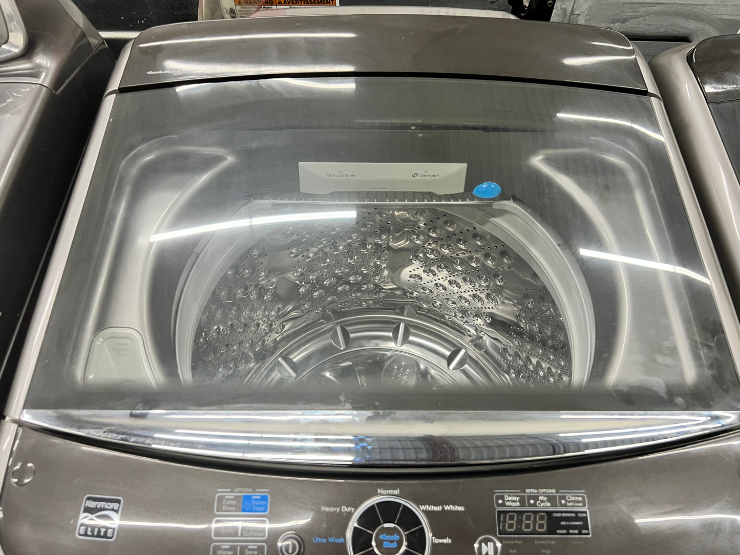 Kenmore Elite Top-Load 5.2 Cu. Ft. Washer and 7.3 Cu. Ft. Electric Dryer Set in Metallic Silver
