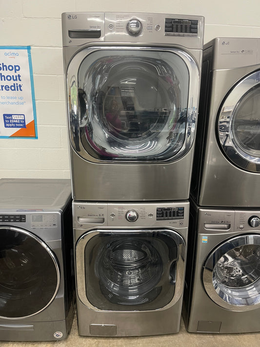 LG Mega Capacity Front Load Washer and Electric Dryer Set in Graphite Steel