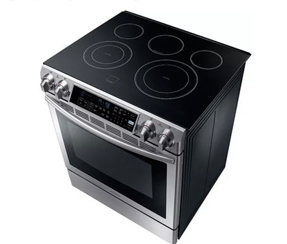 Samsung  NE58F9500SS
30 Inch Slide-In Electric Range with 5 Radiant Elements, 5.8 cu. ft. Oven Capacity, Dual Convection Cooking, Self Clean with Steam and Temperature Probe