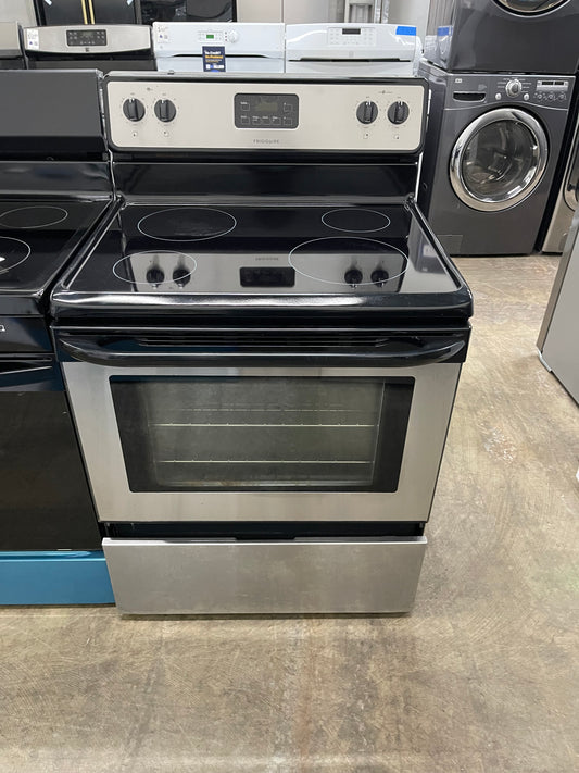 Frigidaire  FFEF3012LS
30 Inch Freestanding Electric Range with 4 Radiant Elements, 4.8 cu. ft. Oven Capacity, Manual Clean and Store-More Storage Drawer: Stainless Steel